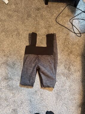 Lulu Black and Gray Athletic Leggings with High Waist flare 6